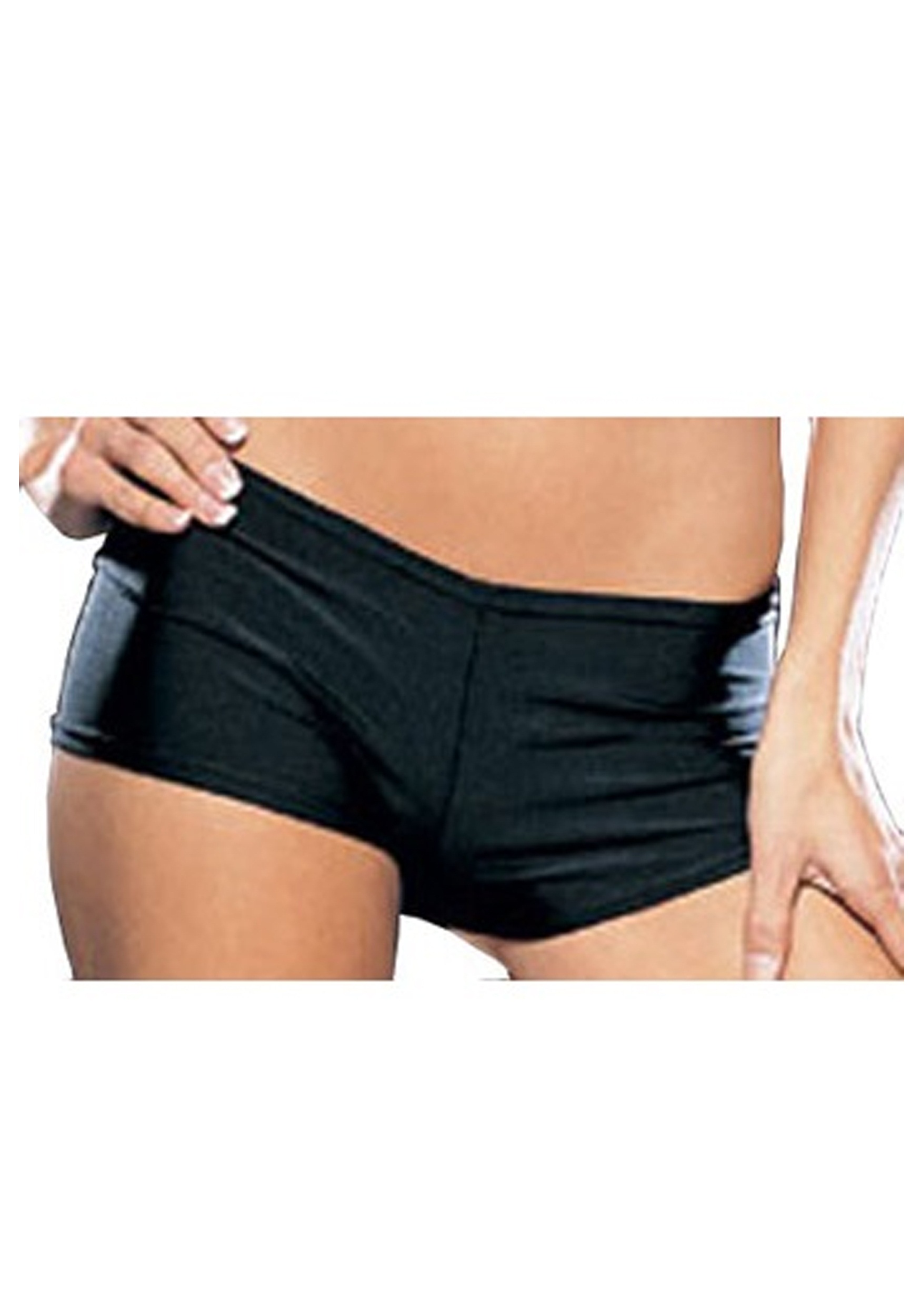 Kikx Hot Pants with Elastic Waist in Plain Black Matt Lycra 