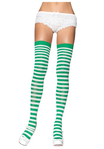 White and Green Munchkin Stockings